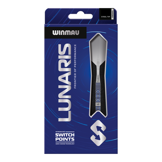 Fléchettes en acier Winmau Lunaris à pointe conique Abgebildet sind die Winmau Lunaris Tapered Switch Point Steeldarts. Diese Steeldarts besitzen ein modernes, abgestimmtes Design für Dartspieler.