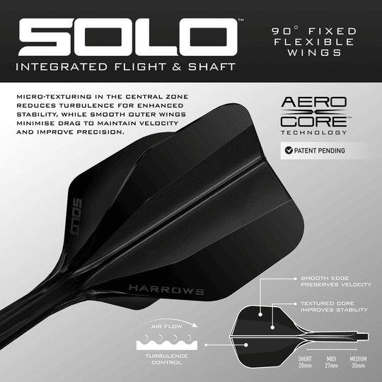 Système de flèche Harrows Solo No6 - Noir Dieses Bild zeigt das Harrows Solo No6 Flight-Shaft-System in Schwarz. Das Produkt ist aus einer anderen Position dargestellt.
