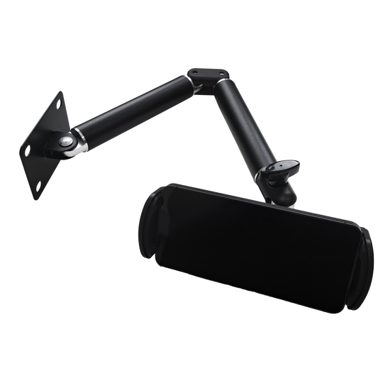 Support mural pour tablette McDart TABFlex avec bras flexible Das Bild zeigt die McDart TABFlex Tablet Wandhalterung mit flexiblem Arm. Sie besteht aus schwarzem Metall und hat einen verstellbaren Arm zur Befestigung eines Tablets an der Wand.