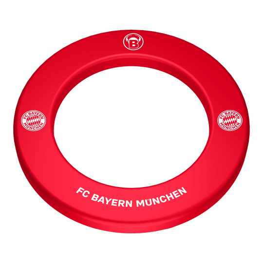 Bulls FC Bayern Munich Cible de fléchettes Premium Surround Das Bild zeigt das Bulls FC Bayern München Premium Dartboard Surround. Es handelt sich um eine hochwertige Umrandung für ein Dartboard im Design des FC Bayern München.