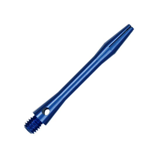 Tiges en aluminium - Bleues Ein einzelner blauer Aluminiumschaft ist im Bild zu erkennen. Er ist passend für handelsübliche Dartpfeile.