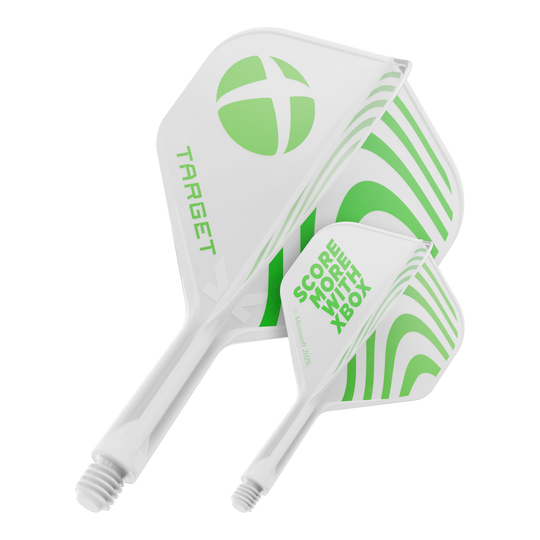 Volants standard Target Xbox K-Flex n° 2 - Blanc Das Bild zeigt ein Dart Flight mit dem Dateinamen 410610_Target_Xbox_KFlex_No2_Standard_Flights_19mm_1. Es handelt sich um ein Standard Dart Flight.
