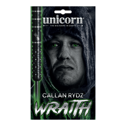 Fléchettes en acier Unicorn Wraith Callan Rydz - 23 g Das Foto zeigt Unicorn Wraith Callan Rydz Steeldarts - 23g. Die Darts sind für professionelle Spieler geeignet.