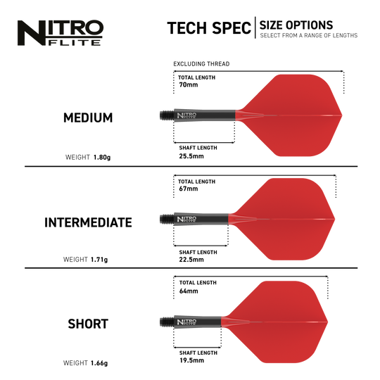 Ailettes Red Dragon Nitroflite - Tige noire, ailettes rouges n°2 Red Dragon Nitroflite - Black Shaft Red No2 Flights werden gezeigt. Es handelt sich um schwarze und rote Dart-Flights.