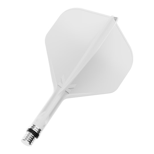 Ailettes standard Target K-Shift n° 2 - Blanches Das Bild zeigt einen weißen Dart Flight. Es handelt sich wahrscheinlich um die Variante mit 19 mm Größe.
