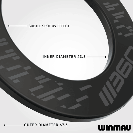 Cadre de cible Winmau Blade 360 - Noir Auf diesem Bild ist das schwarze Winmau Blade 360 Dartboard Surround abgebildet. Es hilft, Dartpfeile sicher aufzufangen und den Bereich rund um das Board zu schützen.