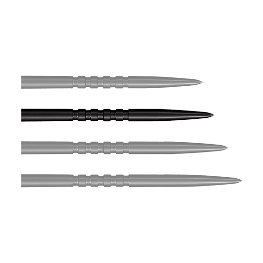 Pointes de fléchettes en acier Shot Grip Point - Noires Zu sehen sind schwarze Steeldartspitzen. Dies ist das Modell Grip Point in 35 mm Länge.