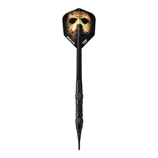 Fléchettes en laiton noir Bulls NL Thriller - 18 g Abgebildet ist das Produkt Bulls NL Thriller Black Brass Softdarts - 18g. Das Bild zeigt den Softdart in schwarzem Design.