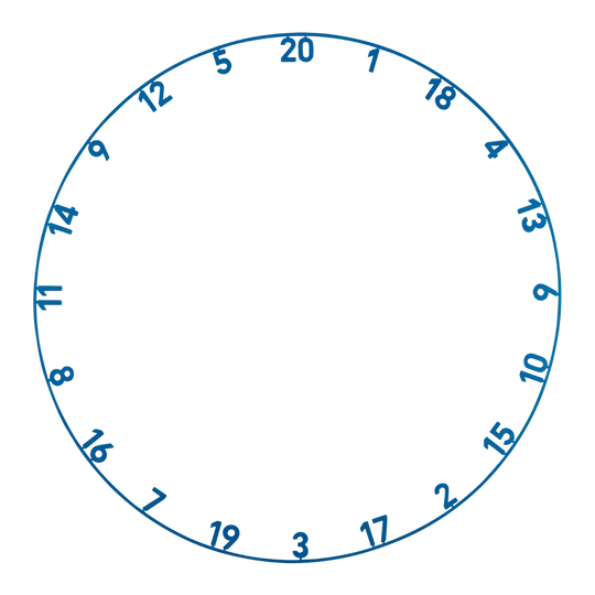 Cible de fléchettes Precise 180 Endorphine en acier avec anneau numéroté - Bleu arctique Das Precise 180 Endorphine Steeldartboard mit Nummernring in Arctic Blue ist abgebildet. Das Bild zeigt das Dartboard aus einer anderen Perspektive.