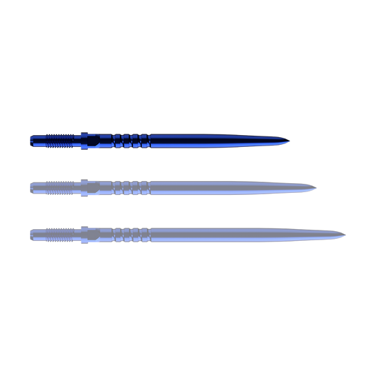 Pointes de fléchettes convertibles Bulls NL - Grip annelé - Bleues Das Bild zeigt einen RingedGrip Convertible Point in Blau mit 32mm Länge. Es ist ein Ersatz für Dartpfeile.