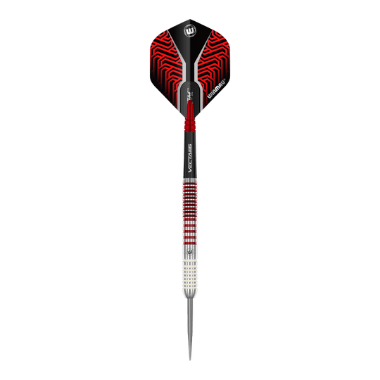 Fléchettes en acier Winmau Team 360 Jack Johnson - 24 g Auf dem Bild sind die Winmau Team 360 Jack Johnson Steeldarts mit 24g Gewicht zu sehen. Dieses Dart-Set ist beliebt bei erfahrenen Spielern.