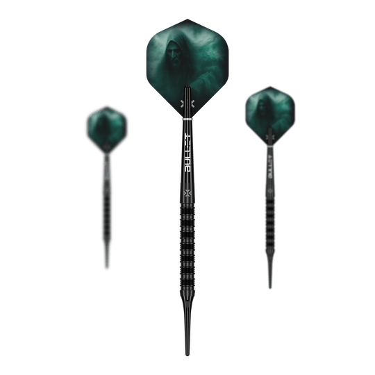 Fléchettes en mousse Bullet Shadow - 20 g Abgebildet ist das Set Bullet Shadow Softdarts - 20g. Die Pfeile sind hochwertig verarbeitet und ideal für das Softdartspiel.