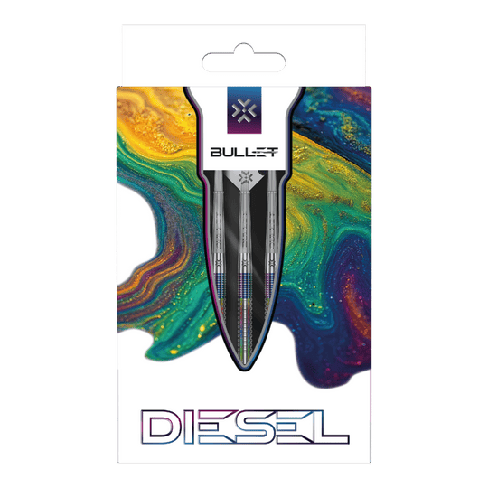 Fléchettes souples Bullet Diesel V2 - 20 g Das Bild zeigt die Bullet Diesel V2 20g Soft Darts. Sie sind leicht und liegen gut in der Hand.
