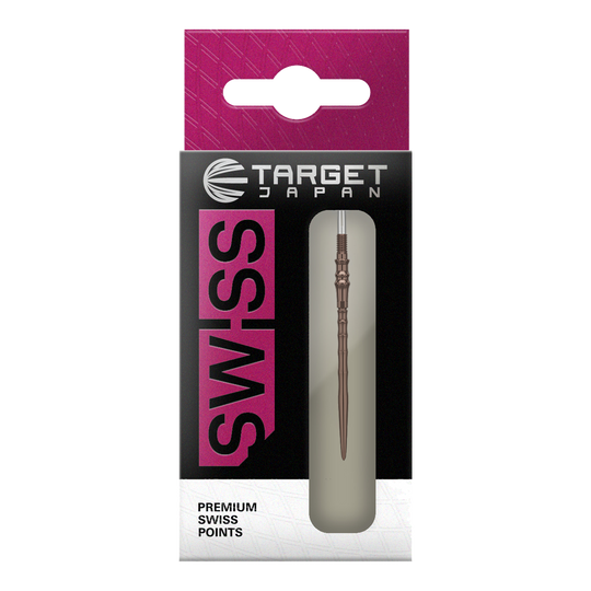 Das Bild zeigt die Target Japan Premium Swiss Point Steldartspitzen - Silica. Diese hochwertigen Steeldartspitzen sind in einer detaillierten Nahaufnahme dargestellt.