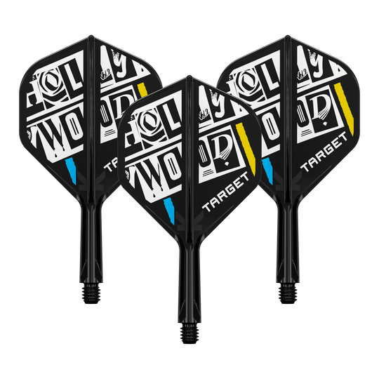 Système de tige de vol standard Target K-Flex Chris Dobey n° 2 Zu sehen ist ein Dart-Flight Set mit der Bezeichnung 'Target K-Flex Chris Dobey No2 Standard Flights 19mm 1Set'. Das Produkt eignet sich für den Austausch an Dartpfeilen.