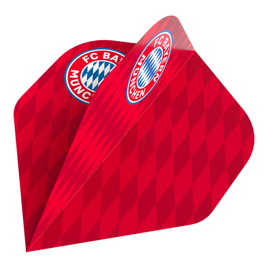 Das Bild zeigt die Bulls FC Bayern München Flight Collection - 5 Satz. Es sind fünf Flights im Stil des Fußballvereins FC Bayern München abgebildet.