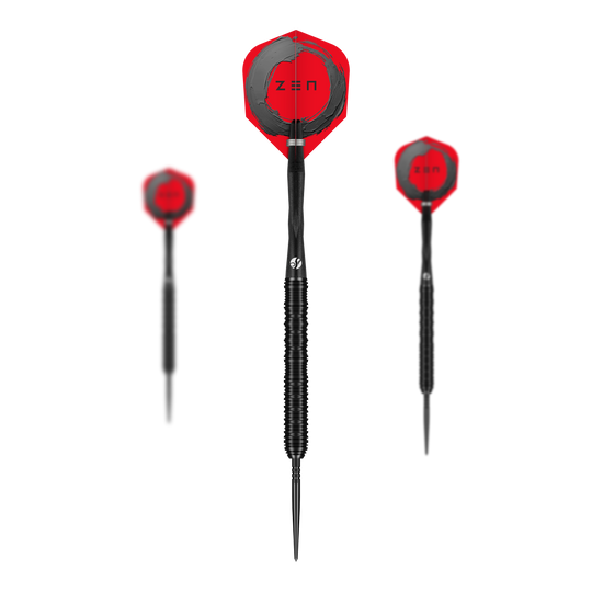 Fléchettes en acier Shot ZEN Straight Turbo Point - 23 g Zu sehen ist ein Set der Shot ZEN Straight Turbo Point Steeldarts in 23g. Dieses Darts-Set eignet sich perfekt für anspruchsvolle Dartspieler.
