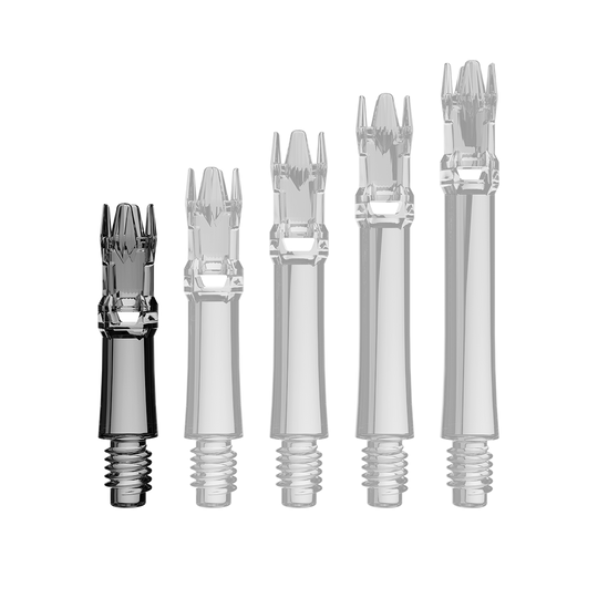 Tiges de rechange pour système L-L-Style - Noir transparent Das Bild zeigt Ersatzshafts in transparentem Schwarz. Sie liegen nebeneinander.