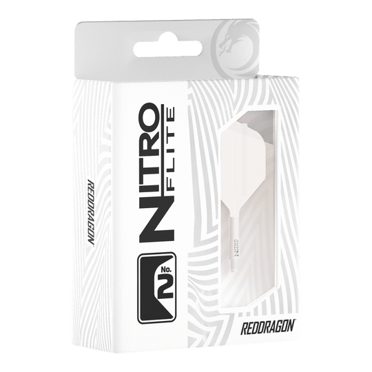 Ailettes Red Dragon Nitroflite blanches, tige blanche, n° 2 Hier sind die Red Dragon Nitroflite White Shaft White Flights No2 zu sehen. Sie sind für Dartpfeile gedacht und komplett in Weiß gestaltet.
