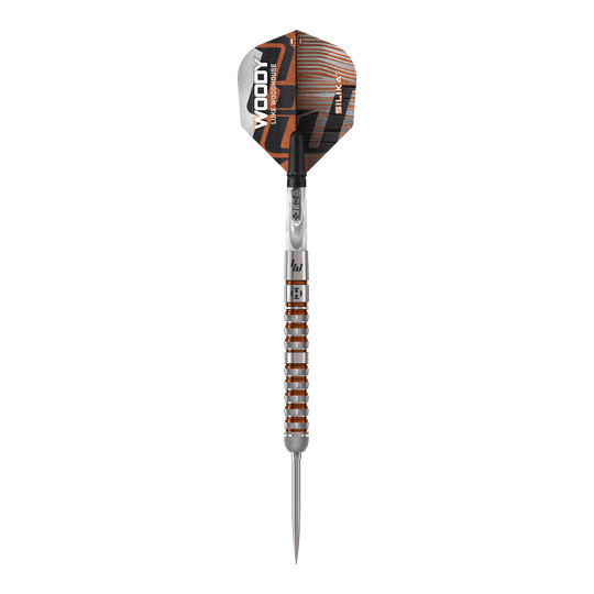 Zu sehen sind die Harrows Luke Woodhouse Series 3 Quick Point Steeldarts. Das Set ist ideal für ambitionierte Dartspieler.