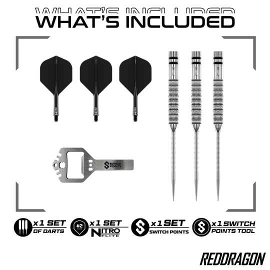 Fléchettes en acier Red Dragon Gian Van Veen Tour Edition Switch Point - 21 g Gezeigt werden die Red Dragon Gian Van Veen Tour Edition Switch Point Steeldarts - 21g. Das moderne Design unterstützt ein präzises Spiel.
