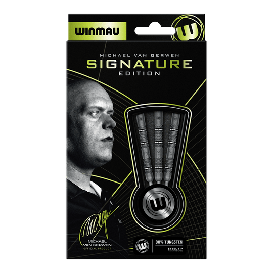 Winmau Michael Van Gerwen Édition Signature Steeldarts Abgebildet sind die Winmau Michael Van Gerwen Signature Edition Steeldarts. Diese Darts sind speziell für den bekannten Spieler Michael Van Gerwen designt.