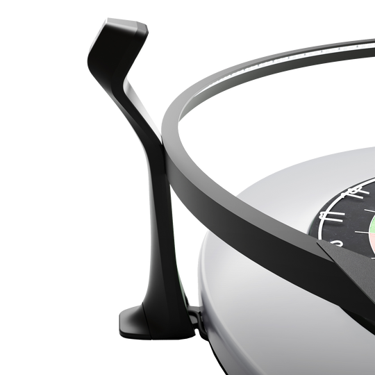 Scolia Home 2 FLEX - Système de notation électronique automatique avec anneau lumineux 2026 Das Bild zeigt einen Teil des Scolia Home 2 FLEX, einem elektronischen Score-System mit Beleuchtungsring. Man sieht den schwarzen Befestigungsarm und den beleuchteten Ring rund um ein Dartboard.