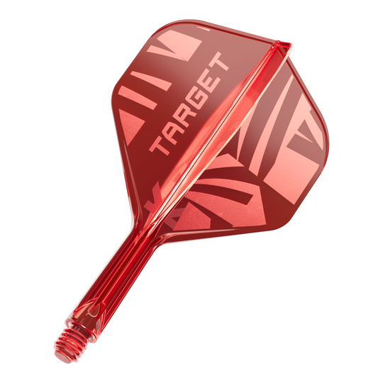 Ein Target K-Flex Red No2 Standard Flight in 19 mm ist abgebildet. Der Flight ist von vorne zu sehen.