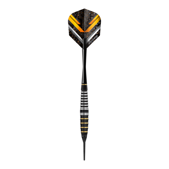 Fléchettes souples Harrows Vulcan Das Bild zeigt die Harrows Vulcan Softdarts aus einer anderen Perspektive. Diese Darts sind speziell für das Softdart-Spiel entwickelt.