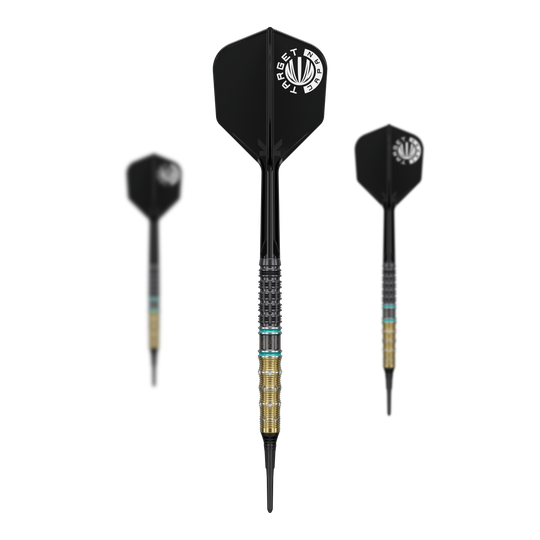 Fléchettes souples Target Mikuru Suzuki The Miracle GEN7.5 - 19 g Das Bild zeigt die Target Mikuru Suzuki The Miracle GEN7.5 Softdarts mit 19 Gramm. Die Darts sind auf einem weißen Hintergrund dargestellt.