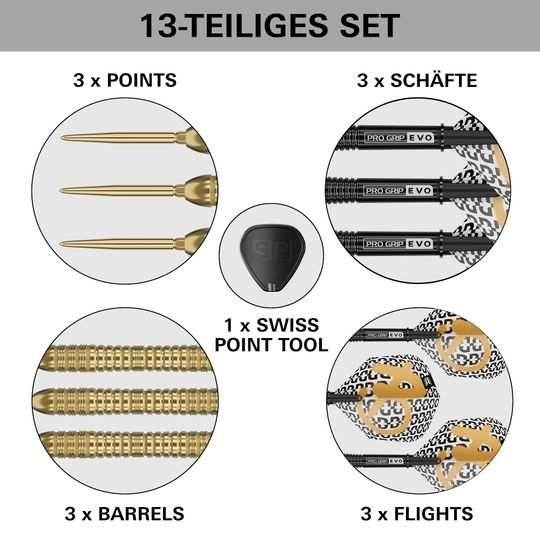 Fléchettes en acier Target Bolide Envy 04 Swiss Point Das Bild zeigt die Target Bolide Envy 04 Swiss Point Steeldarts. Diese Darts bieten Präzision und Qualität für das Dartspiel.