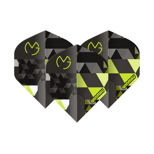 Vols standard Winmau Prism Delta MvG Logo Vert n° 2 Abgebildet ist Winmau Prism Delta MvG Logo Green No2 Standard Flights. Das Produkt zeigt grüne Dart-Flights mit Logo als Set.