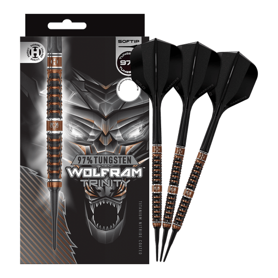 Fléchettes souples Harrows Tungsten Trinity Das Bild zeigt die Harrows Wolfram Trinity Softdarts in voller Ansicht. Die Softdarts sind hochwertig verarbeitet.
