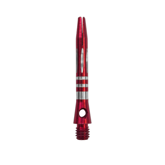 Tiges en aluminium taillées en diamant et annelées - Rouge - 35 mm Zu sehen ist der Ringed Diamond Cut Aluminium Shafts - Rot - 35 mm. Der Schaft ist aus rotem Aluminium gefertigt und besitzt eine strukturierte Oberfläche.