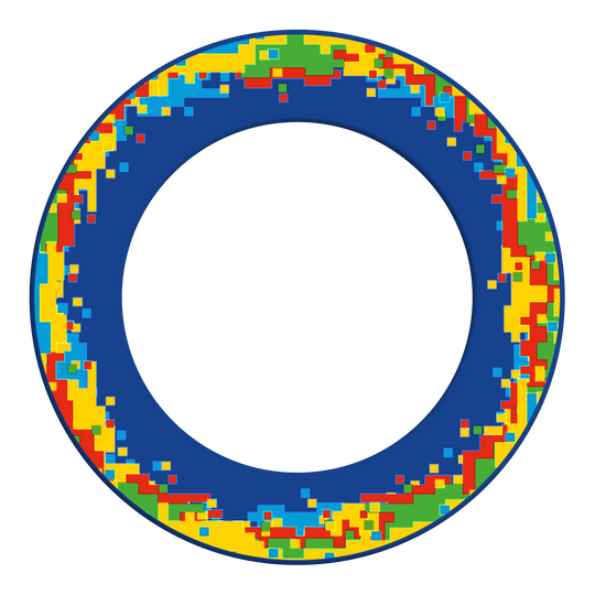 Cadre de cible McDart Pixel Dieses Bild zeigt das Produkt mit dem Namen 'MSF-H2_McDart_Pixel_Dartboard_Surround_Blau_2'. Es handelt sich vermutlich um ein Zubehör für Dartboards in blauer Farbe.