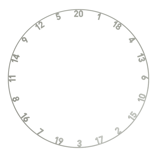 Cible de fléchettes Precise 180 Endorphine en acier avec anneau numéroté - Gris nordique Hier wird das Precise 180 Endorphine Steeldartboard mit Nummernring in Nordic Grey dargestellt. Die edle grau-schwarze Optik macht das Board besonders.