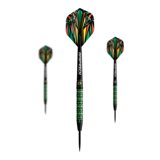 Fléchettes GOAT Athlete en acier tungstène vert Dieses Bild zeigt die GOAT Athlete Green Tungsten Steeldarts. Auf dem Foto ist die grüne Variante der Steeldarts zu sehen.