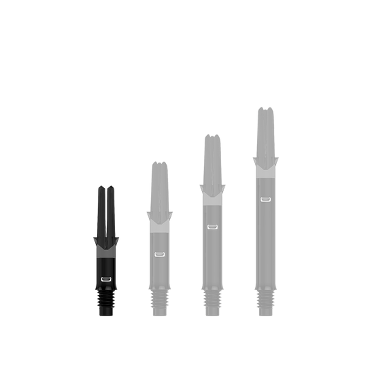 Zu sehen ist ein einzelner, schwarzer Dartshaft ohne Kappen in gerader Ausführung. Die Datei heißt L-Style_L-Shafts_Silent_Straight_Schwarz_OhneKappen_26mm_1.