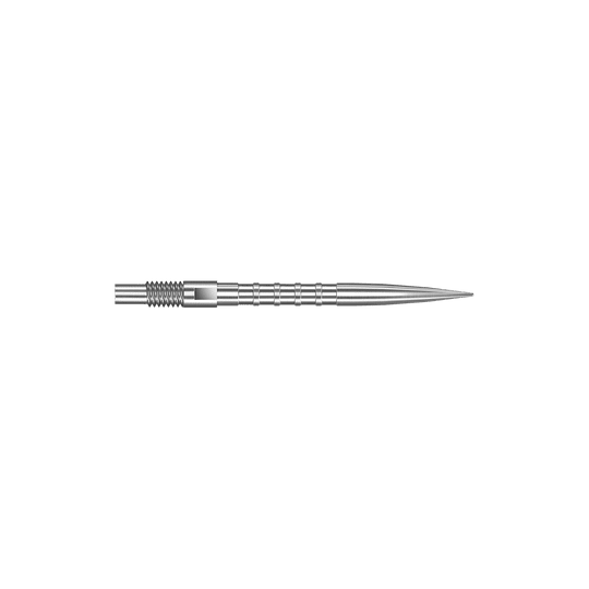 Pointes de fléchettes Harrows Quick Point Heavy Metal - Argent Das Bild zeigt Harrows Quick Point Heavy Metal Grip Dartspitzen in Silber mit einer Länge von 26mm. Die Aufnahme präsentiert das zweite Stück der Serie.