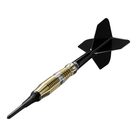 Fléchettes Target Black Marque Enzo Soft - 18 g Target Black Marque Enzo Softdarts - 18g sind auf diesem Bild zu sehen. Perfekt ausbalancierte Softdarts für ambitionierte Spieler.