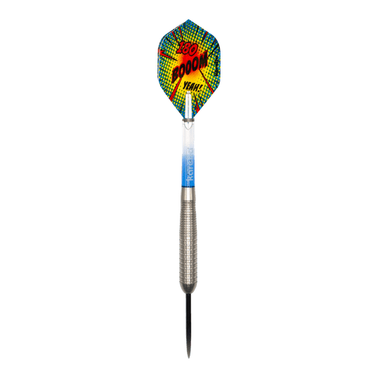Fléchettes en acier Karella Comic Line CL-4 - 23 g Auf dem Bild ist der Karella Comic Line CL-4 Steeldarts - 23g zu sehen. Es handelt sich um einen hochwertigen Dartpfeil geeignet für professionelle Spiele.