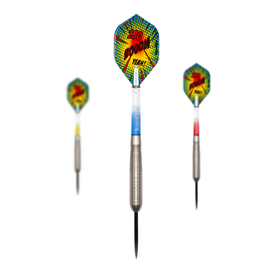 Fléchettes en acier Karella Comic Line CL-4 - 23 g Zu sehen ist ein Set der Karella Comic Line CL-4 Steeldarts - 23g. Das Set eignet sich für Einsteiger und fortgeschrittene Spieler.