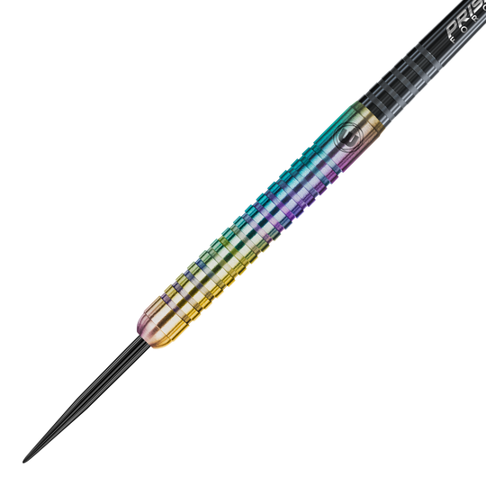 Fléchettes en acier Winmau Foxfire Urban Das Bild zeigt einen Winmau Foxfire Urban Steeldart. Der Dartpfeil hat einen schillernden, mehrfarbigen Schaft mit Rillen für besseren Halt.