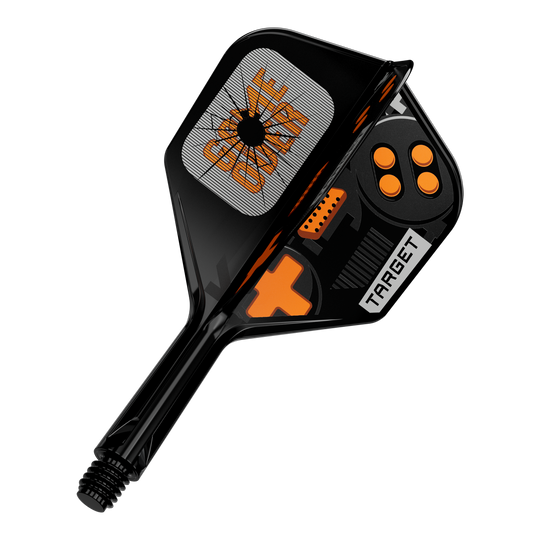 Target K-Flex Game Over No6 Vols Das Bild zeigt einen einzelnen Dart Flight. Es handelt sich um das Modell 410576 Target K-Flex GameOver No6 Flights 19mm.