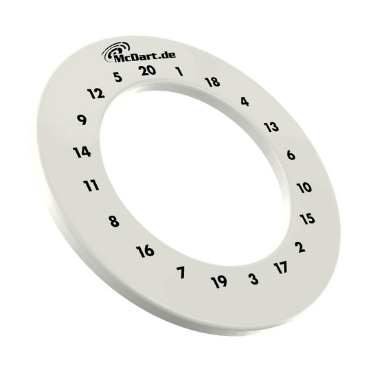 McDart HD Zahlen Surround Das Bild zeigt ein weiteres weißes Dartboard-Surround mit Zahlen. Es handelt sich um das Produkt aus dem Dateinamen: DBS-HD-weiss McDart HD Zahlen Surround Weiß.