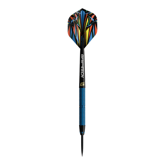 Fléchettes GOAT Athlete en acier tungstène bleu Auf diesem Bild sind die GOAT Athlete Black Tungsten Steeldarts abgebildet. Diese Darts bestehen aus hochwertigem Tungsten.