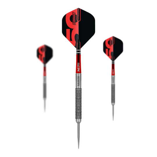Fléchettes en acier Element 6 B de la collection Red Dragon 50 ans - 24 g Hier sind die Red Dragon 50 Year Collection Element 6 B Steeldarts - 24g als Set abgebildet. Das Produkt besteht aus mehreren Teilen im Set.