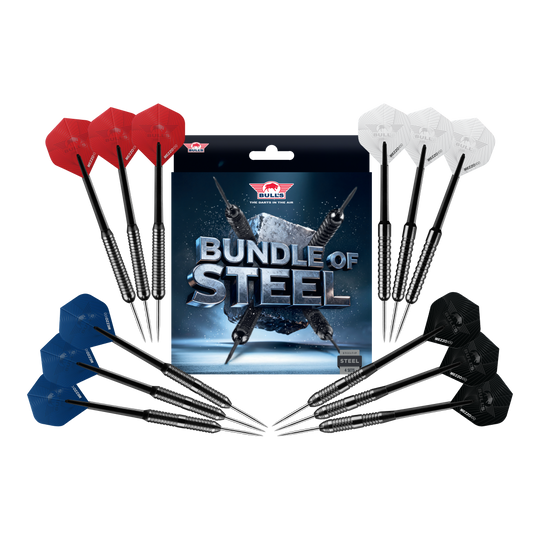 Bulls NL Lot de 4 fléchettes en acier laiton Zu sehen sind die Bulls NL Bundle Of Steel - 4 Sets Brass Steeldarts. Das Produkt bietet vier Sets Messing-Steeldarts für Dartspieler.