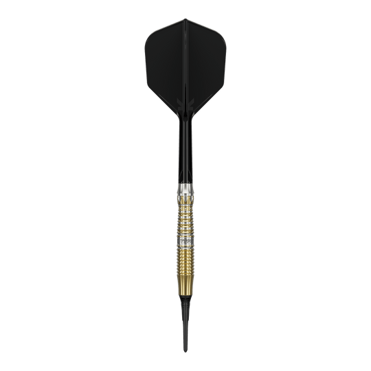 Fléchettes Target Black Marque Enzo Soft - 18 g Target Black Marque Enzo Softdarts - 18g werden gezeigt. Diese 18-Gramm-Darts sind elegant und für Softdart-Wettkämpfe geeignet.