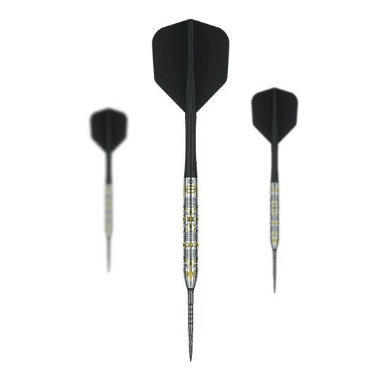 Fléchettes en acier Caliburn Halo H1 - 22,5 g Das Bild stellt ein Set der Caliburn Halo H1 Steeldarts mit 22,5 g dar. Das Set eignet sich für professionelle und Hobby-Dartspieler.